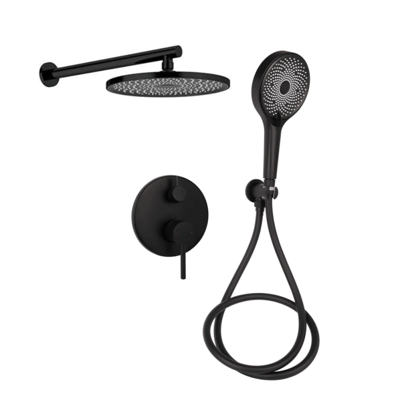 Qtap Scorpio Душевая система универсальная Matt Black (k35) скрытого монтажа на два потребителя QTSCO113BLM45897