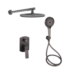 Qtap Slavonice Душова система універсальна Gunmetal Black PVD (k35) прихованого монтажу на два споживачі QTSL