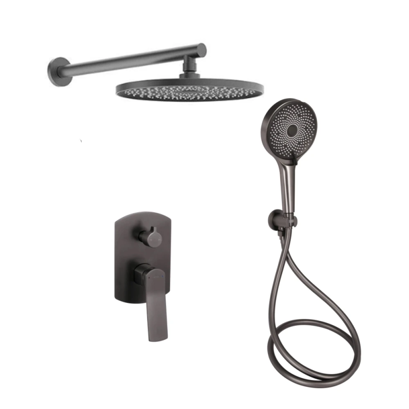 Qtap Slavonice Душова система універсальна Gunmetal Black PVD (k35) прихованого монтажу на два споживачі QTSL