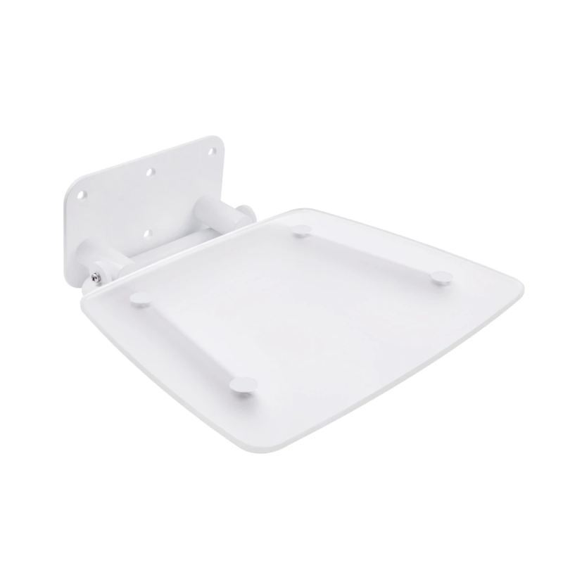 QT Сидіння відкидне COMFORT WHI5035, квадратне, металеве, білого глянсового кольору, кріплення в стіну