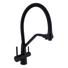 Lidz Aria 020F3 Змішувач для кухні Matt Black (k35) з гнучким виливом і під“єднанням для питної води
