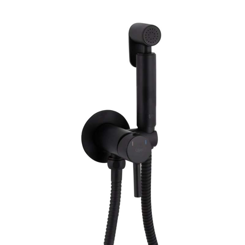 Qtap Inspai-Varius Набір для гігієнічного душу Matt Black (k35), округлий QTINSVARBCRV00440001