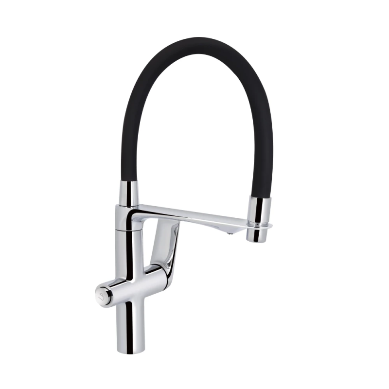 Qtap Vlasta New Змішувач для кухні Chrome (k35) з гнучким виливом і під“єднанням для питної води QTVLA364CRM