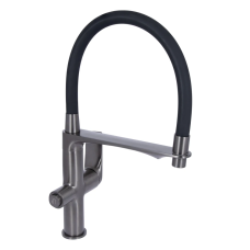 Qtap Vlasta New Змішувач для кухні Gunmetal Black PVD (k35) з гнучким виливом і під“єднанням для питної води