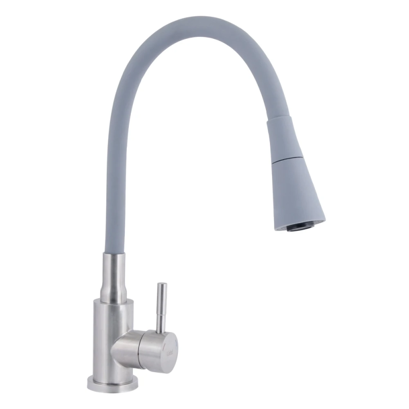 Lidz Aria 015F31 Змішувач для кухні Nickel/Grey (k35) з гнучким виливом LDARI015F31GNK31871