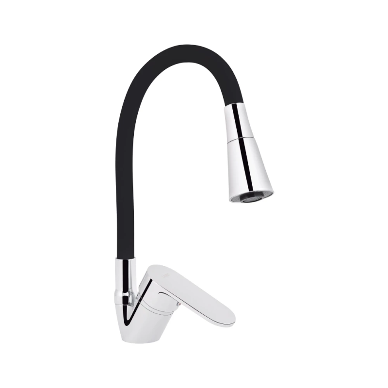 Lidz Tani 008F3 Змішувач для кухні Chrome/Black (k40) з гнучким виливом LDTAN008F3BCR39484