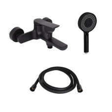 Комплект Qtap Slavonice Black Matt: Змішувач QTSLA259BLM45918+Шланг QTHADPVCSQ160B+Лейка QTRUC125BLM45951
