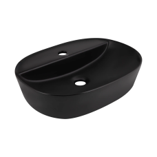 Qtap Scorpio Раковина накладна 500x380x120 мм, Matt Black, овальна, без донного клапана QT146533MB