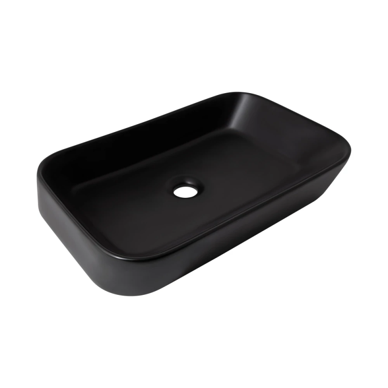 Qtap Scorpio Раковина накладна 550x390x120 мм, Matt Black, прямокутна, без донного клапана QT14112243MBN