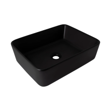 Qtap Tern Раковина накладна 480x370x135 мм, Matt Black, прямокутна, без донного клапана QT176069MB