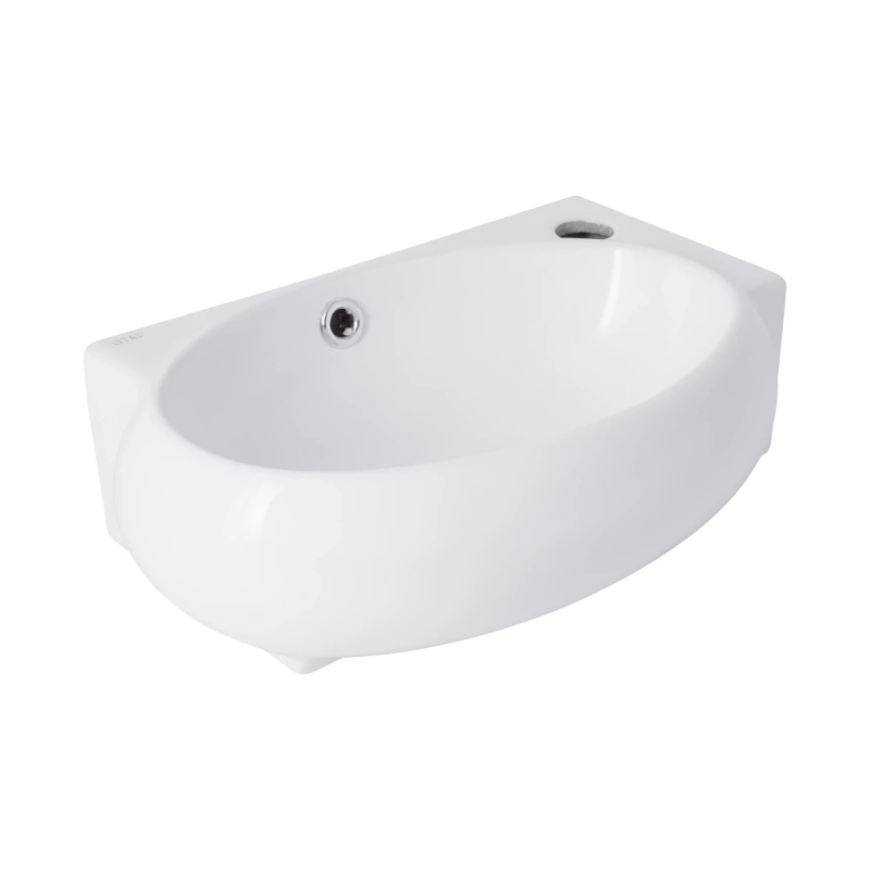 Qtap Leo Раковина підвісна 430x285x160 мм, White, права, овальна, без донного клапана QT11111008LW