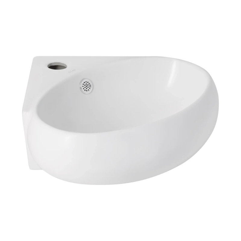 Qtap Leo Раковина підвісна N 380x360x130 мм, White, кутова, овальна, без донного клапана QT11115010WN