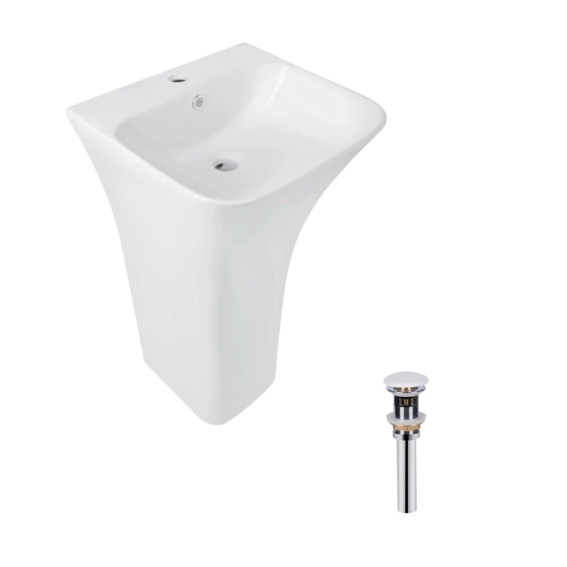 Раковина підлогова Qtap Crow: моноблок 445x420x840 мм White + Донний клапан PU02O