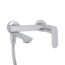 Qtap Evia Змішувач для ванни Chrome (k30) з поворотним виливом і душовим гарнітуром QTEVI260CRM47578