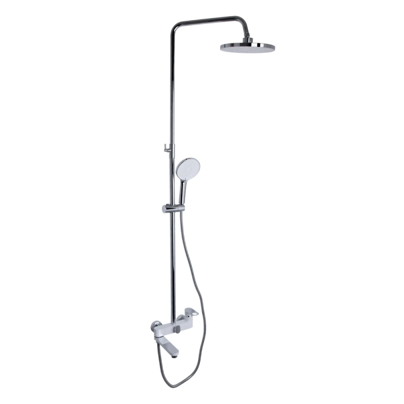 Qtap Jay Душова система універсальна Chrome/White (k35) на три споживачі (з виливом) QTJAY111CRW45555