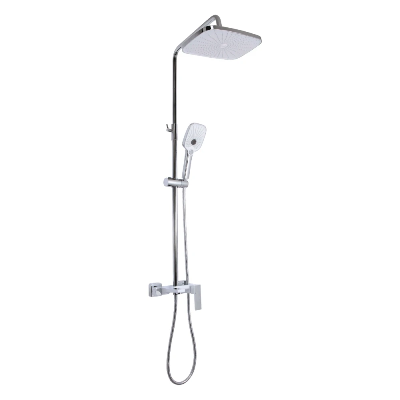 Qtap Gemini Душова система універсальна Chrome/White (k35) на три споживачі (з виливом) QTGEM111CRW45687