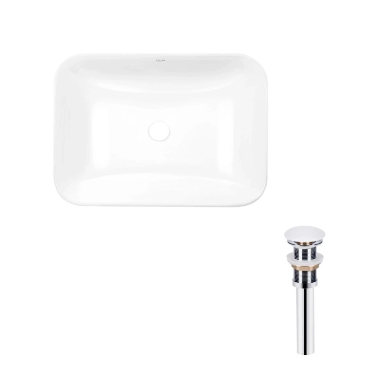 Комплект Qtap Scorpio: Раковина врізна прямокутна 615х390х150 мм White + Донний клапан PU02