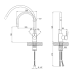 Lidz Aria 015F3 Змішувач для кухні Grey (k35) з гнучким виливом LDARI015F3GRE43363