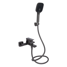 Qtap Gemini Змішувач для ванни Gunmetal Black PVD (k35) з душовим гарнітуром QTGEM259GMB45684