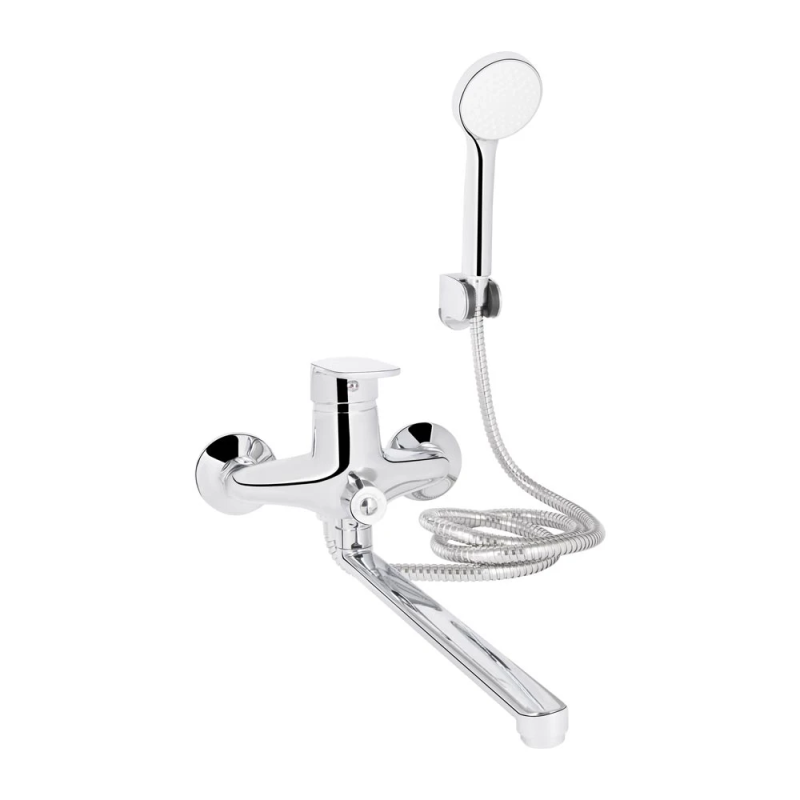 Lidz Tani 0052 Змішувач для ванни Chrome (k40) з довгим поворотним виливом і душовим гарнітуром LDTAN0052CRM