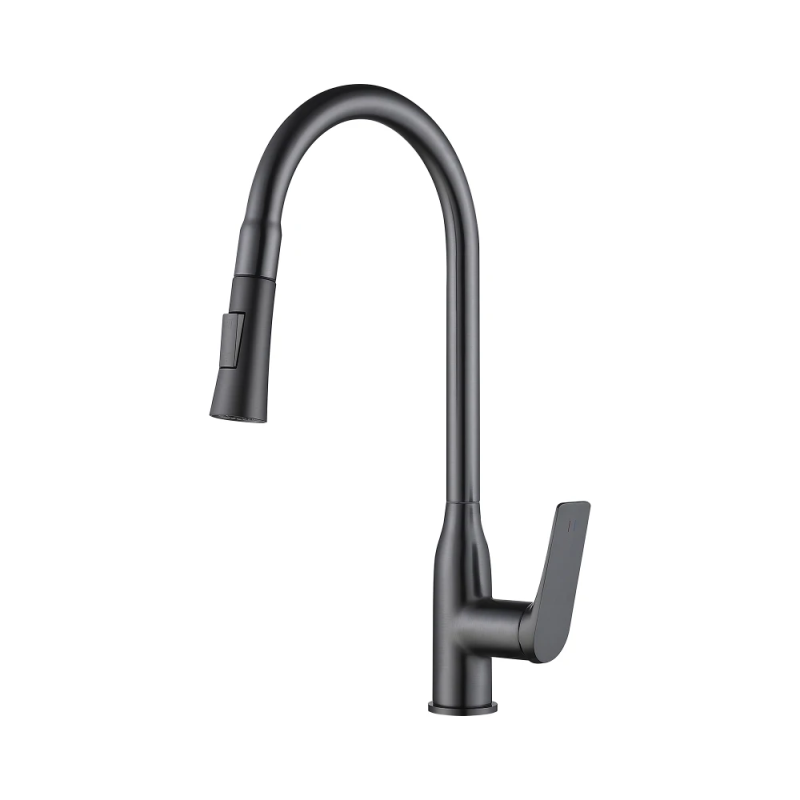 Змішувач для кухні з висувним виливом Qtap Vlasta QTVLA344GMB45647 Gunmetal Black PVD