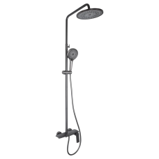 Душова система Qtap Slavonice на три споживачі (з виливом) QTSLA111GMB45905 Gunmetal Black PVD