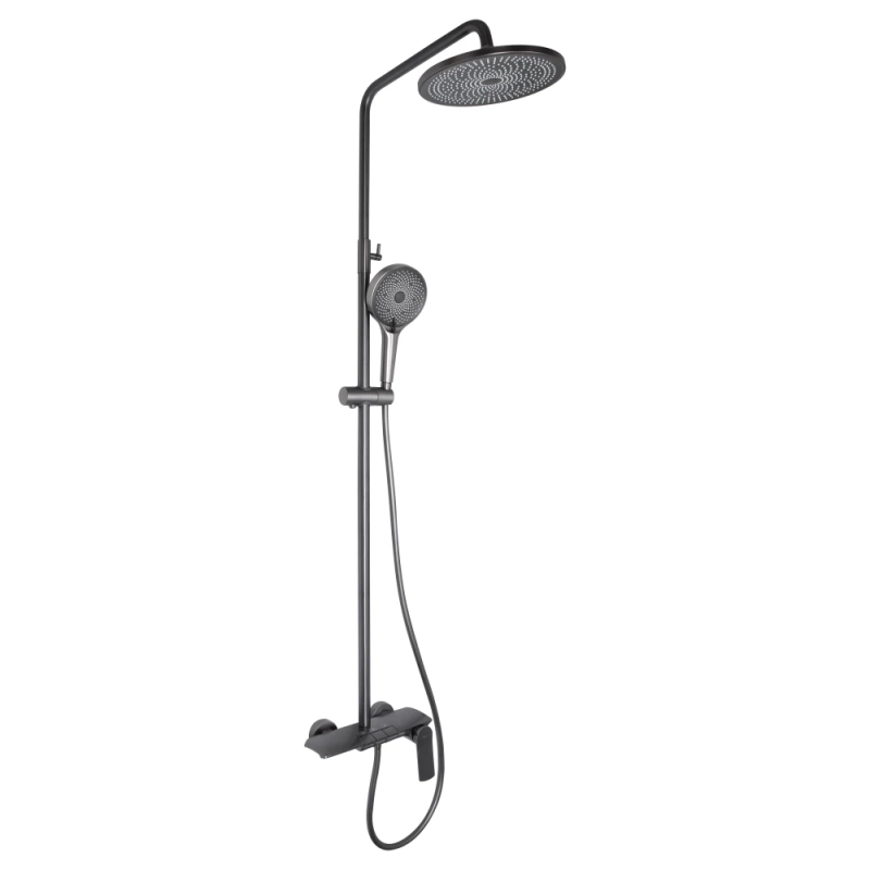Душова система Qtap Slavonice на три споживачі (з виливом) QTSLA111GMB45905 Gunmetal Black PVD