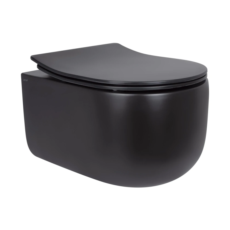Qtap Taurus Унітаз підвісний Ultra Quiet 490×360×380 мм, Matt Black, із сидінням Slim Duroplast/Soft-close/